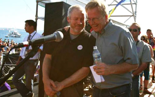 Mayor Mike McGinn & Rick Steves - photo by Joshua Trujillo/Seattle PI